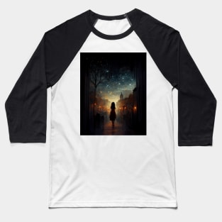 Girl Staring at the Stars - best selling Baseball T-Shirt